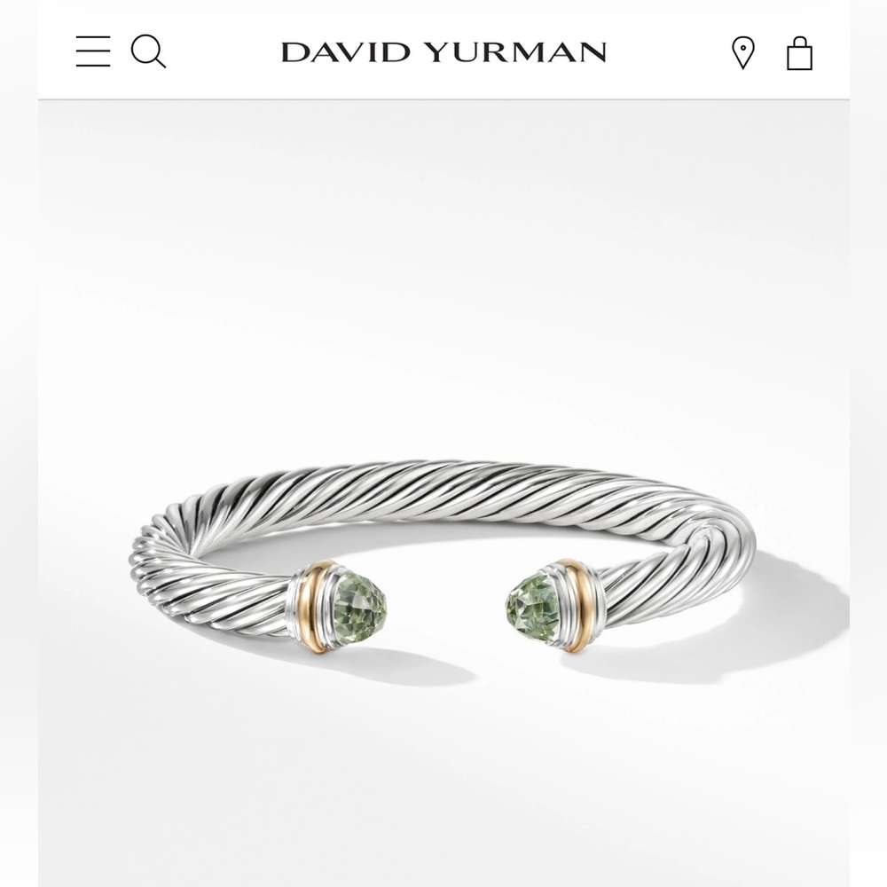 Cable Classics Bracelet in Sterling Silver with Prasiolite and 14K Yellow Gold